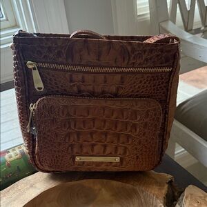 NWT BRAHMIN Brown Crocodile-Embossed Women CROSSBODY Bag